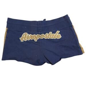 Y2K Aeropostale Womens Blue Micro Mini Sweat Shorts Small Preppy Sporty Logo